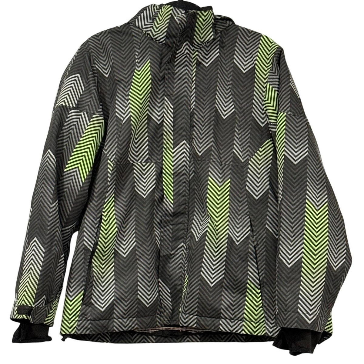Y2k Iceburg Youth Xl Ski Jacket Chevron Snowboard Coat Black Green Hooded